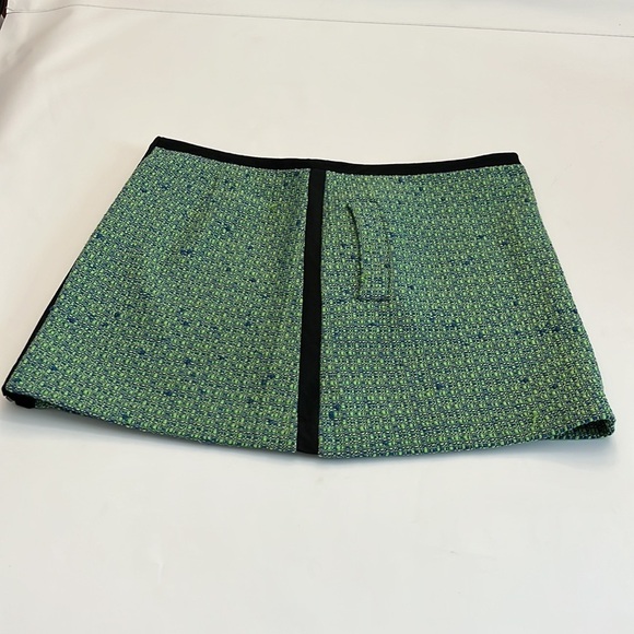 TOPSHOP  tweed mini skirt size 12 full zip back 2 pockets black side stripes - Picture 5 of 12